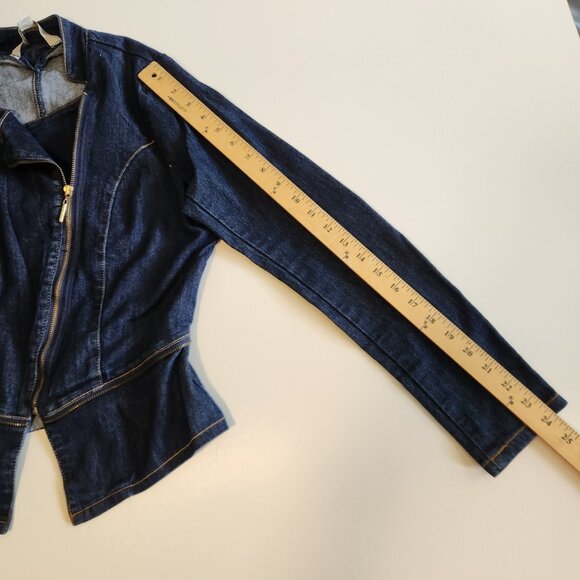 Nicki Minaj Denim Jean Jacket Fitted Blue Zippered Womens Size Medium - Picture 13 of 14